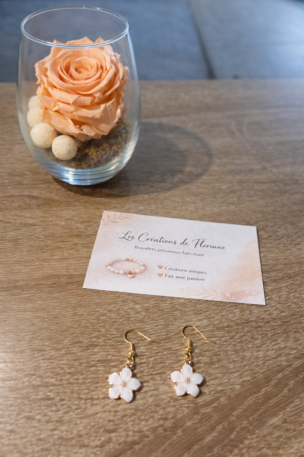 Boucles d’oreilles fleurs blanches - délicates & élégantes