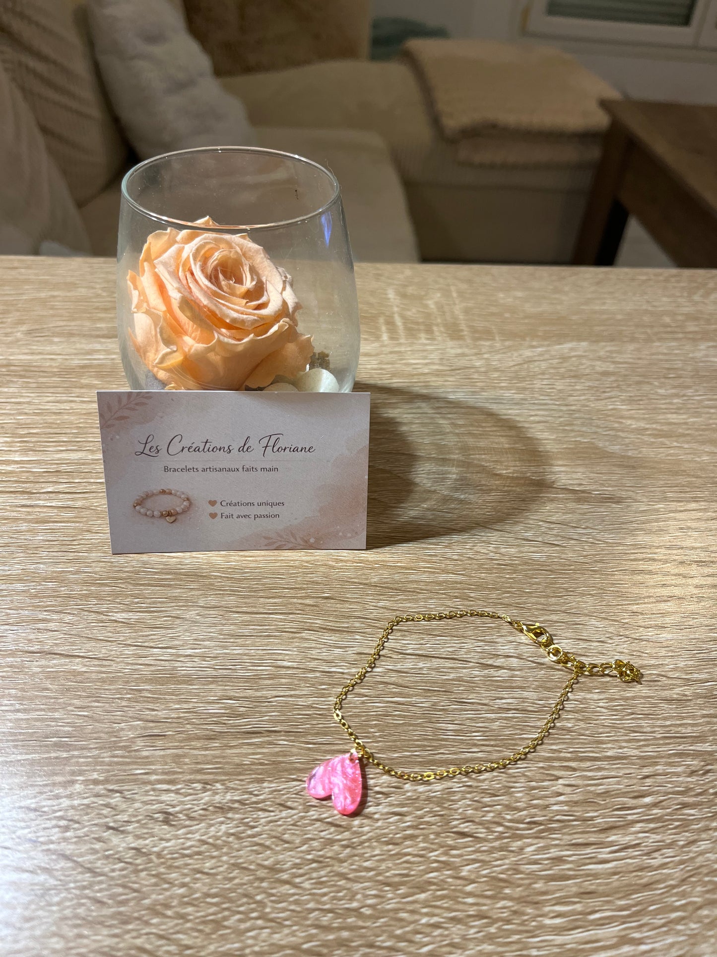 Bracelet Cœur Rose – Collection Amour