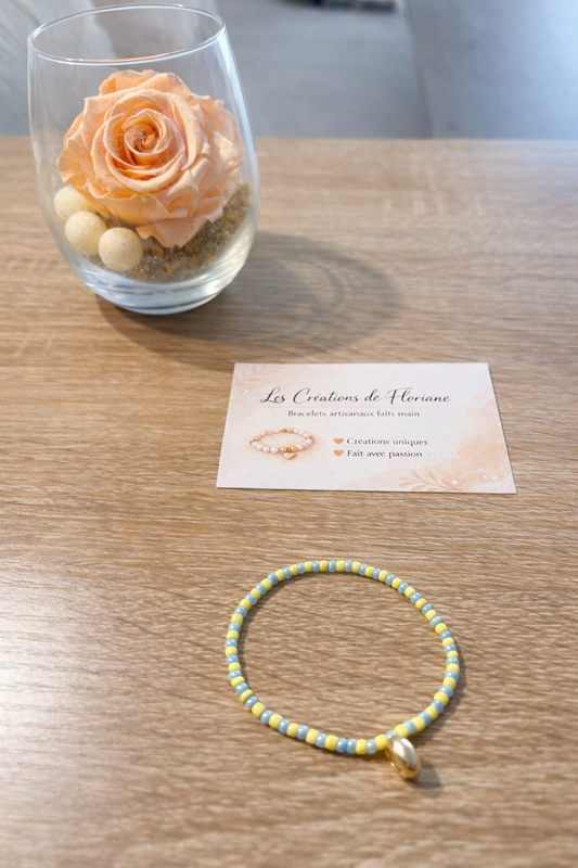 Bracelet fait main - jaune & bleu